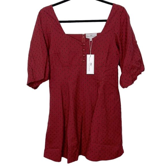 Wallflower Dresses & Skirts - Never A Wallflower Baby Doll Maroon and Navy Mini Dress women’s size XS NWT